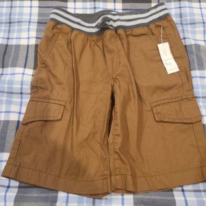 Boys size 8 elastic waist brown cargo shorts